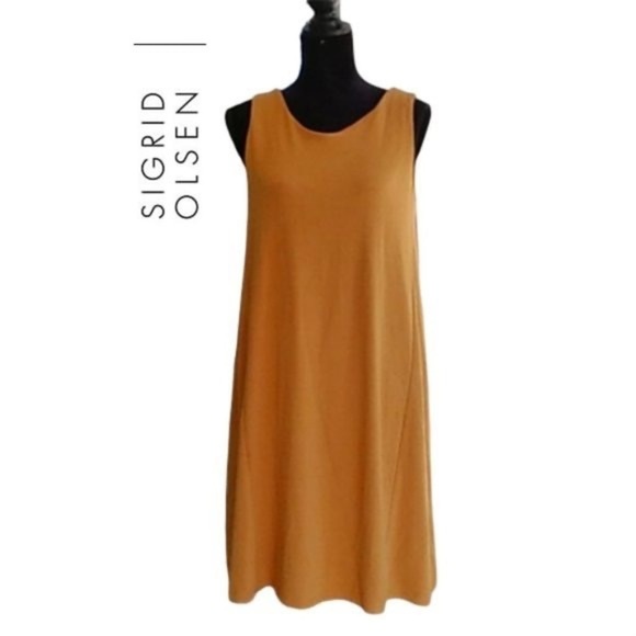 New with tags!!!  Ultra Soft and comfortable mustard color dress size XS - Picture 1 of 11
